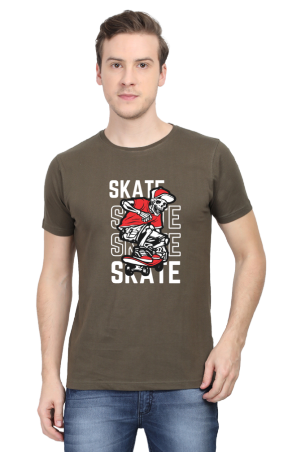 Skate Skeleton Male Round Neck Half Sleeve Classic T-Shirt - Image 3
