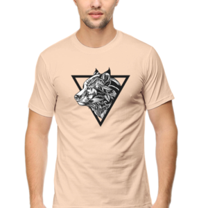 Triangular Angry Wolf Male Round Neck Half Sleeve Classic T-Shirt