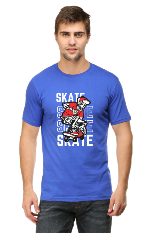 Skate Skeleton Male Round Neck Half Sleeve Classic T-Shirt - Image 4