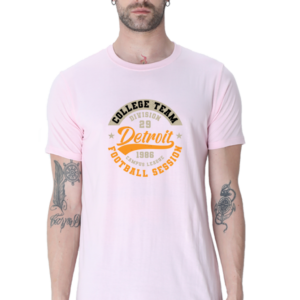 College Team Football Session Male Round Neck Half Sleeve Classic T-Shirt
