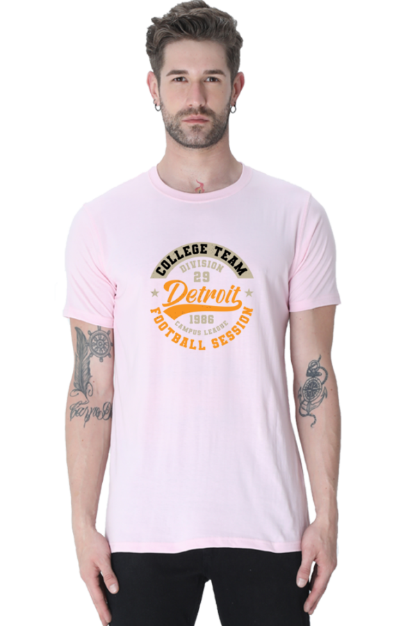 College Team Football Session Male Round Neck Half Sleeve Classic T-Shirt