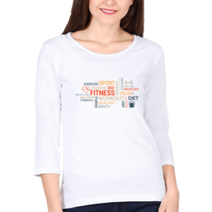 Fitness Exercise Scrambled Words Female Round Neck Full Sleeve Classic T-Shirt