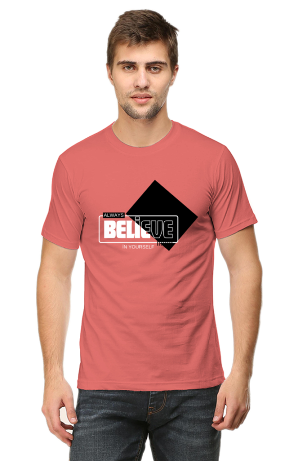Always Believe In Yourself Male Round Neck Half Sleeve Classic T-Shirt - Image 4