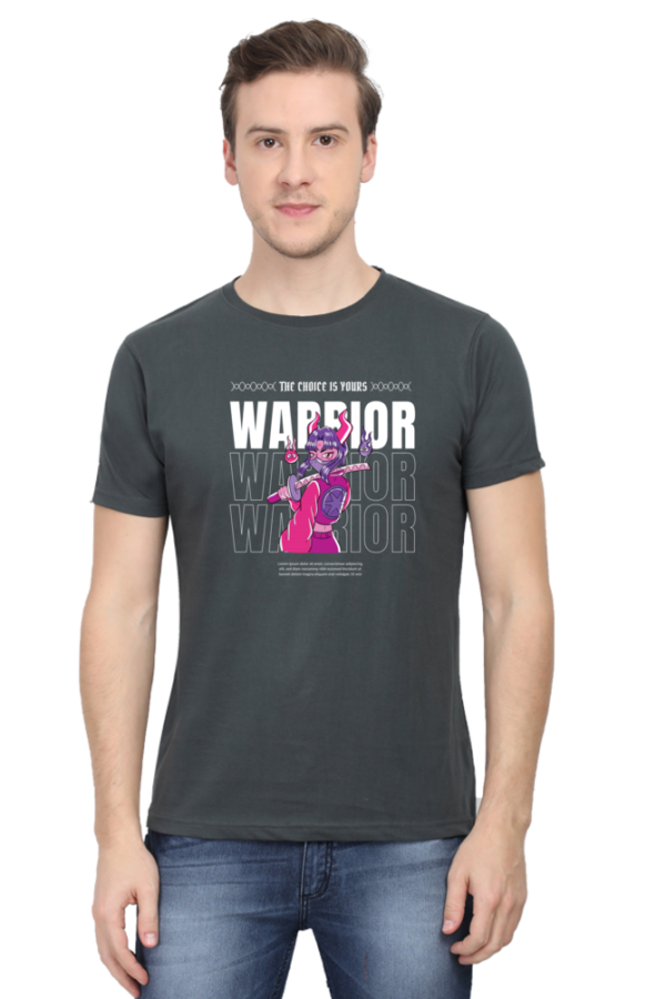 Warrior Girl Male Round Neck Half Sleeve Classic T-Shirt - Image 5
