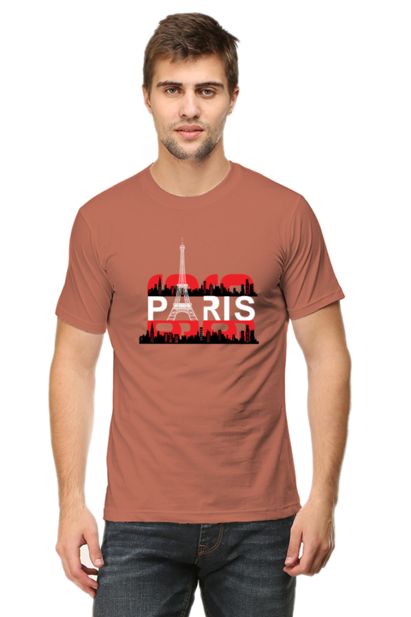Paris Male Round Neck Half Sleeve Classic T-Shirt