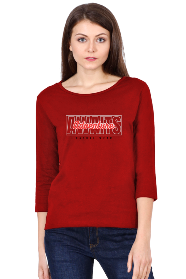 Adventure Awaits Female Round Neck Full Sleeve Classic T-Shirt