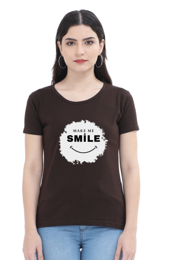 Make Me Smile Female Round Neck Half Sleeve Classic T-Shirt