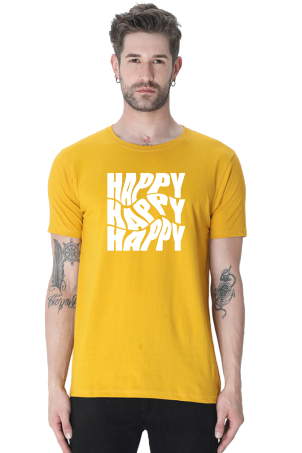 Happy Happy Happy Male Round Neck Half Sleeve Classic T-Shirt - Image 7