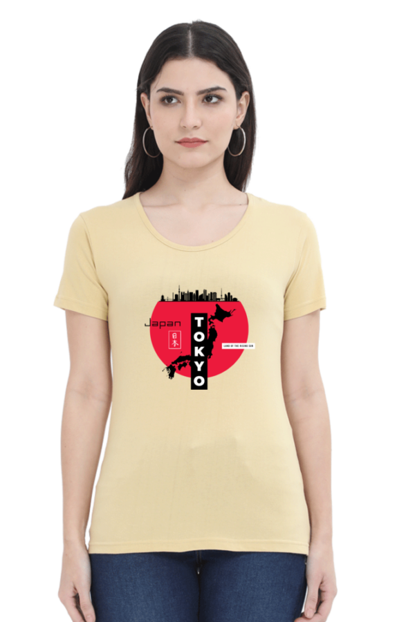 Tokyo Land Of The Rising Sun Female Round Neck Half Sleeve Classic T-Shirt