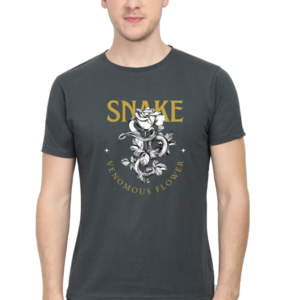 Snake Venomous Flower Male Round Neck Half Sleeve Classic T-Shirt