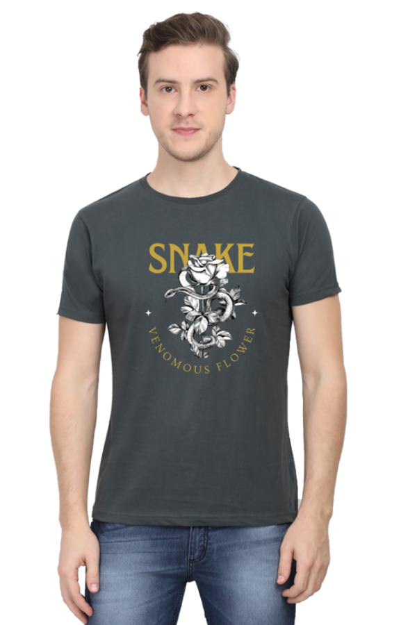 Snake Venomous Flower Male Round Neck Half Sleeve Classic T-Shirt