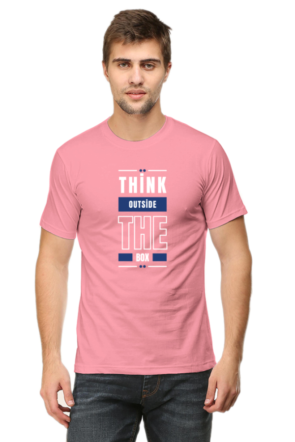Think Outside The Box Male Round Neck Half Sleeve Classic T-Shirt - Image 3