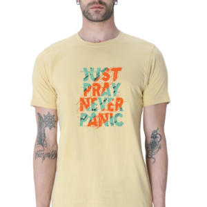 Just Pray Never Panic Male Round Neck Half Sleeve Classic T-Shirt