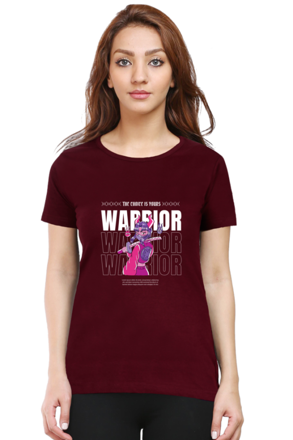 Warrior Girl Female Round Neck Half Sleeve Classic T-Shirt - Image 5