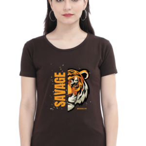 Savage Tiger Female Round Neck Half Sleeve Classic T-Shirt