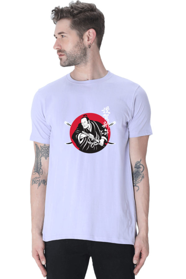 Samurai Warrior Male Round Neck Half Sleeve Classic T-Shirt - Image 4