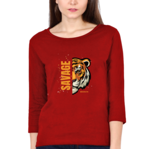 Savage Tiger Female Round Neck Full Sleeve Classic T-Shirt