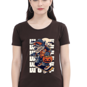 Wolf Female Round Neck Half Sleeve Classic T-Shirt