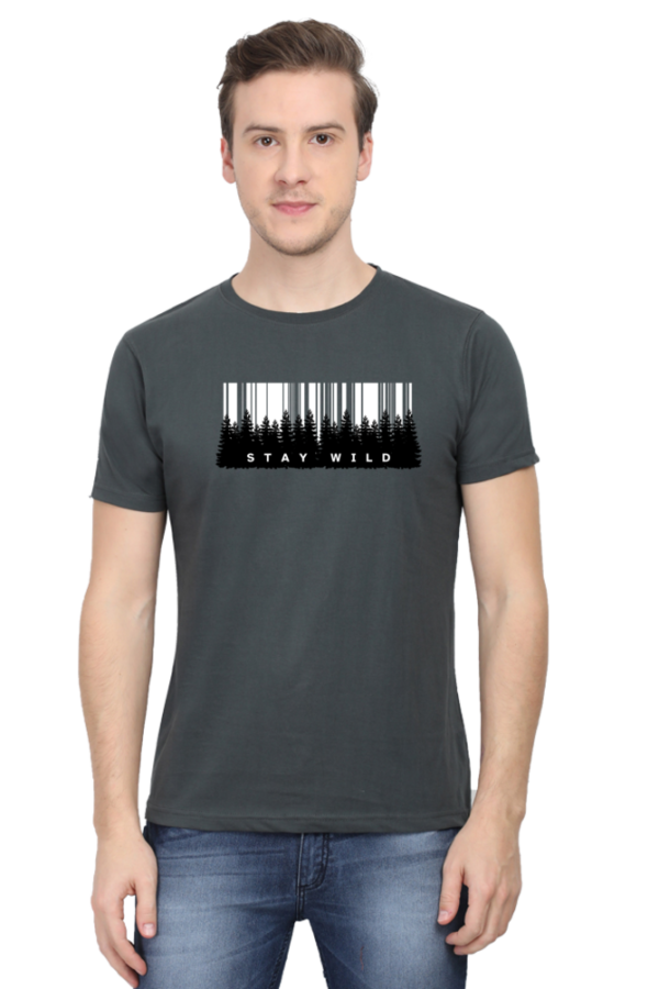 Stay Wild Forest Male Round Neck Half Sleeve Classic T-Shirt - Image 11