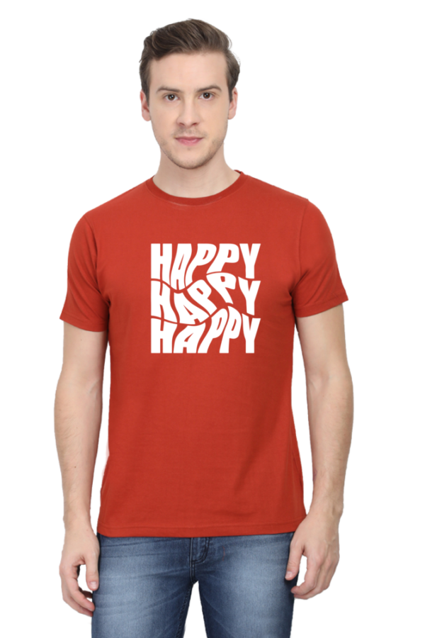 Happy Happy Happy Male Round Neck Half Sleeve Classic T-Shirt - Image 10