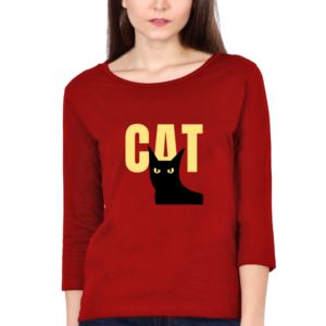 Black Cat Female Round Neck Full Sleeve Classic T-Shirt