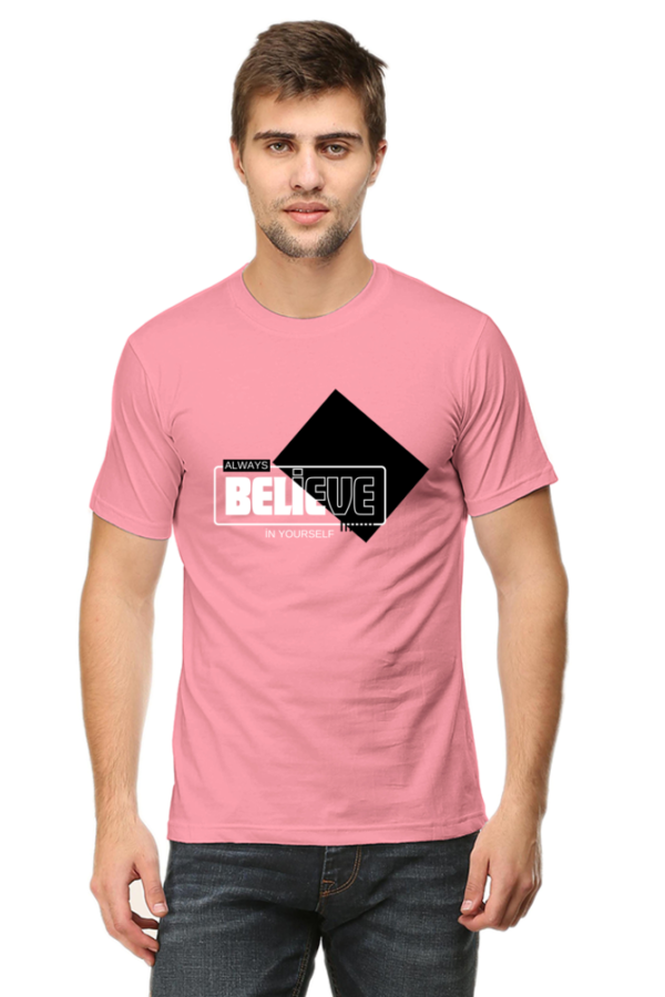 Always Believe In Yourself Male Round Neck Half Sleeve Classic T-Shirt - Image 3