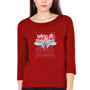 Wing Of Freedom Female Round Neck Full Sleeve Classic T-Shirt