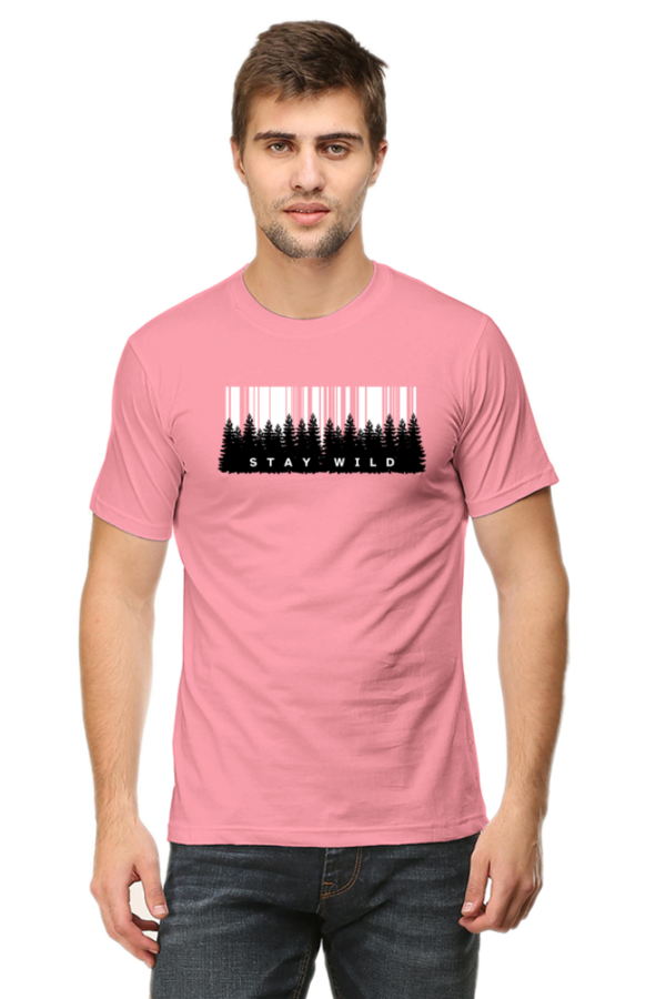 Stay Wild Forest Male Round Neck Half Sleeve Classic T-Shirt - Image 4