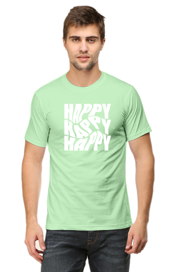Happy Happy Happy Male Round Neck Half Sleeve Classic T-Shirt - Image 3