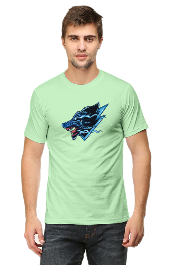 Angry Wolf Male Round Neck Half Sleeve Classic T-Shirt - Image 2