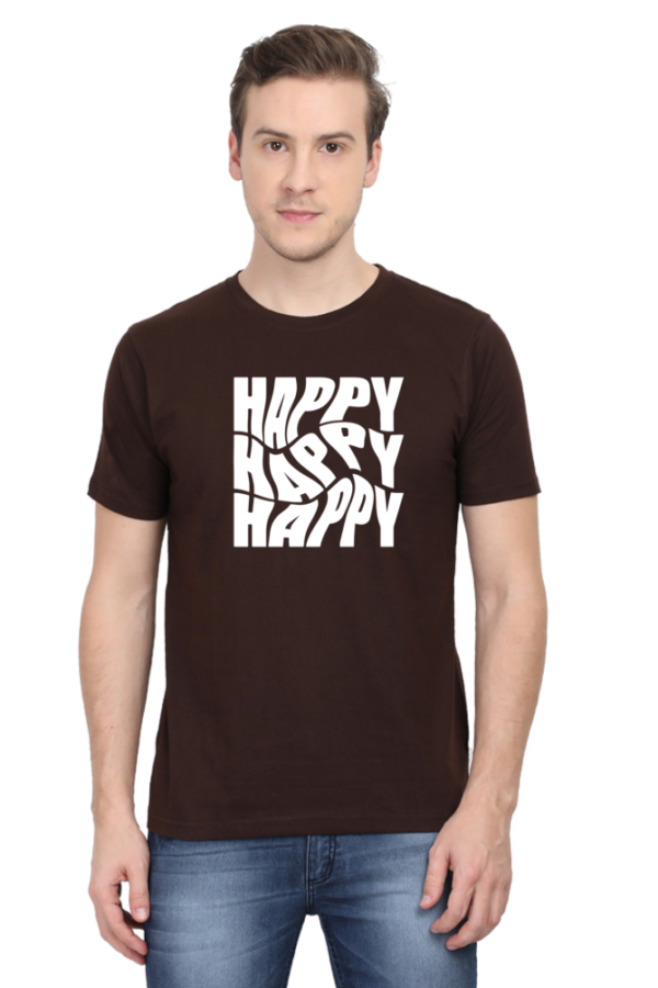 Happy Happy Happy Male Round Neck Half Sleeve Classic T-Shirt - Image 12