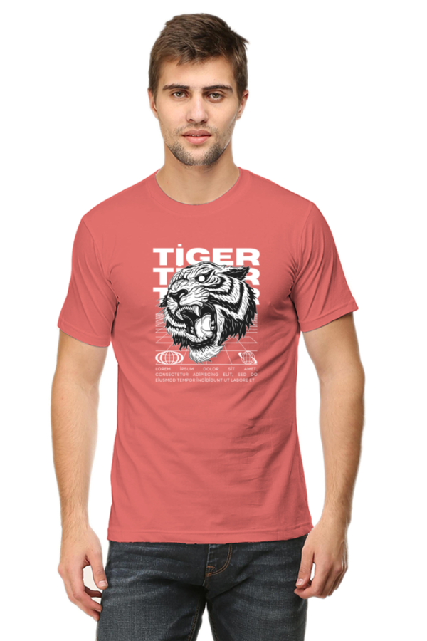 Angry Tiger Male Round Neck Half Sleeve Classic T-Shirt - Image 3