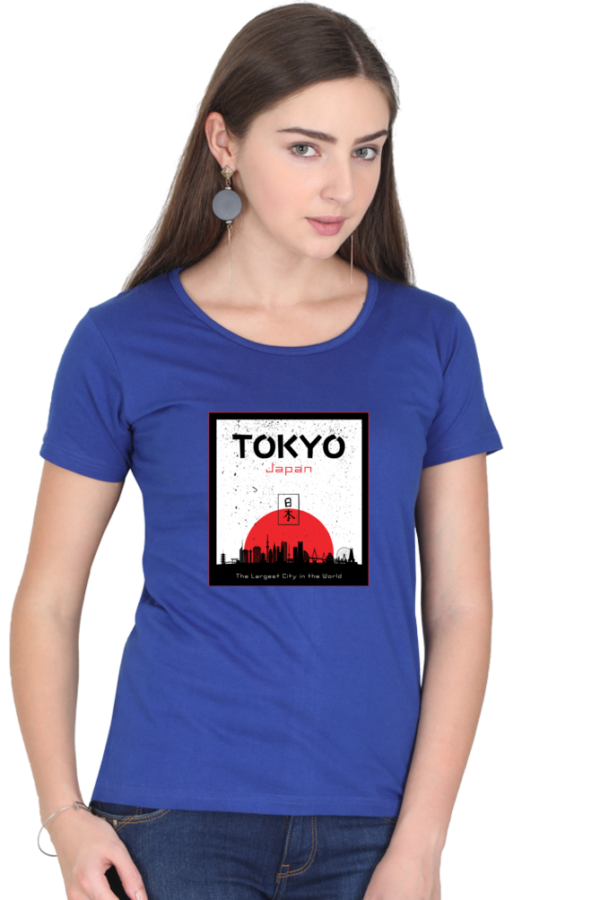 Tokyo Japan Female Round Neck Half Sleeve Classic T-Shirt - Image 3