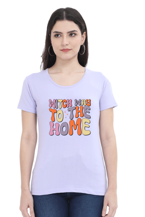 Witch Way to the Home Female Round Neck Half Sleeve Classic T-Shirt