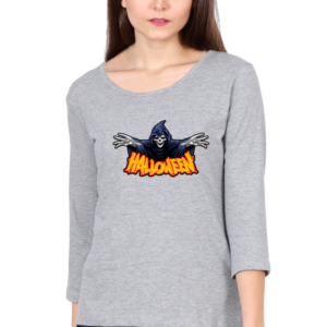 Halloween Female Round Neck Full Sleeve Classic T-Shirt