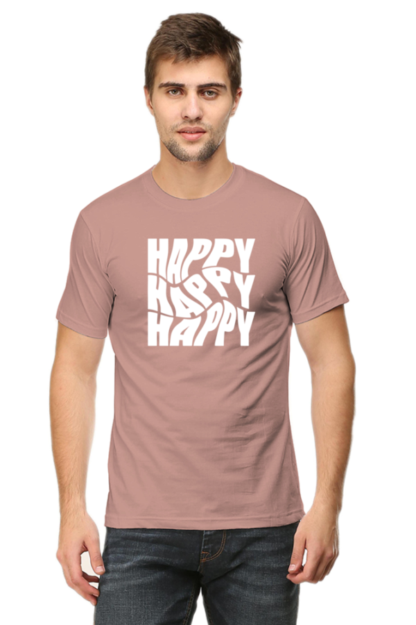 Happy Happy Happy Male Round Neck Half Sleeve Classic T-Shirt - Image 2