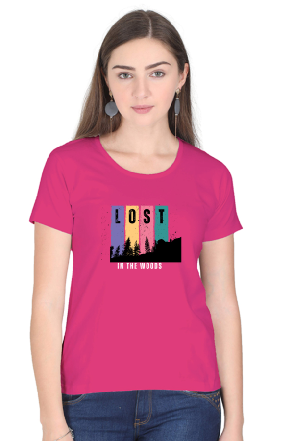Lost In The Woods Female Round Neck Half Sleeve Classic T-Shirt - Image 3