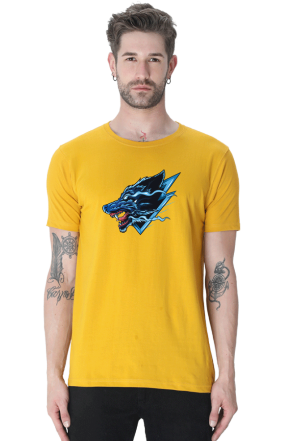 Angry Wolf Male Round Neck Half Sleeve Classic T-Shirt - Image 9