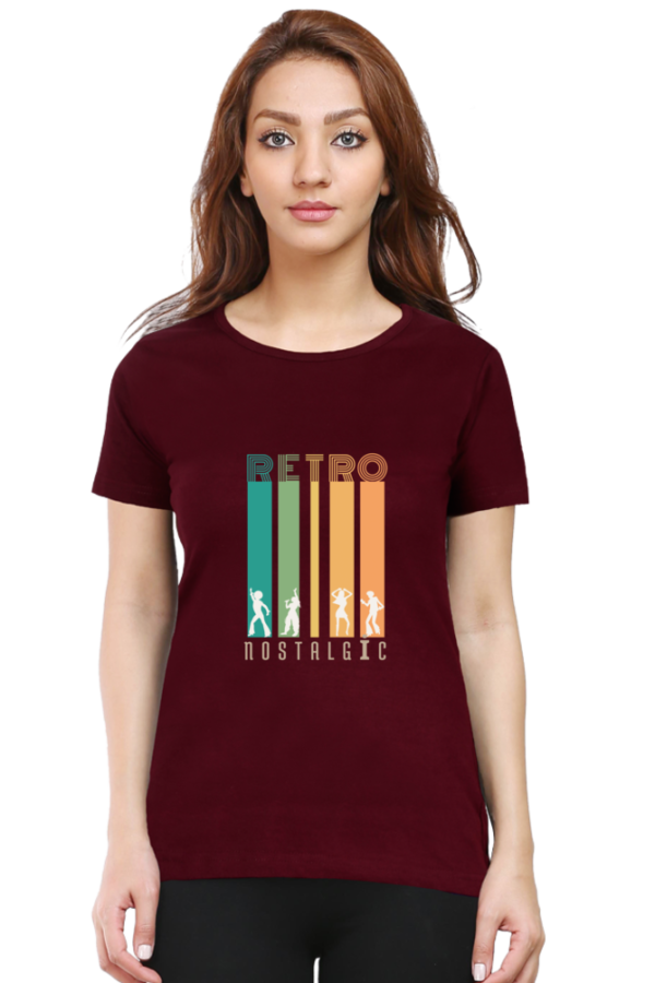 Retro Nostalgic Female Round Neck Half Sleeve Classic T-Shirt - Image 2