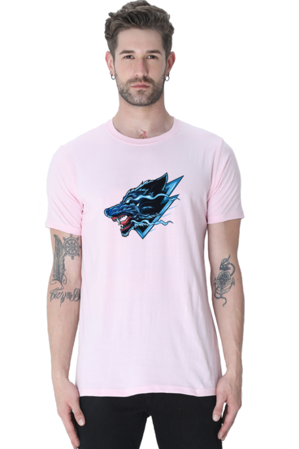 Angry Wolf Male Round Neck Half Sleeve Classic T-Shirt - Image 8