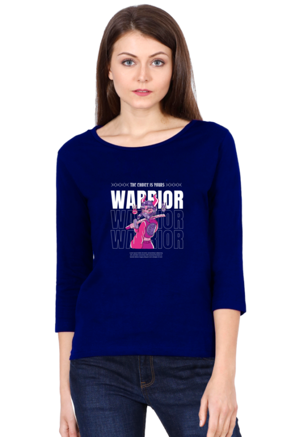 Warrior Girl Female Round Neck Full Sleeve Classic T-Shirt