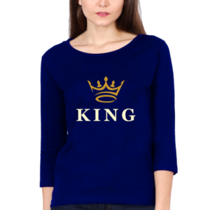 King Gold Crown Female Round Neck Full Sleeve Classic T-Shirt