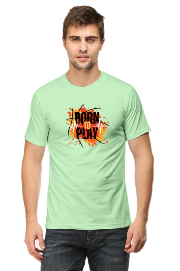Born To Play Male Round Neck Half Sleeve Classic T-Shirt