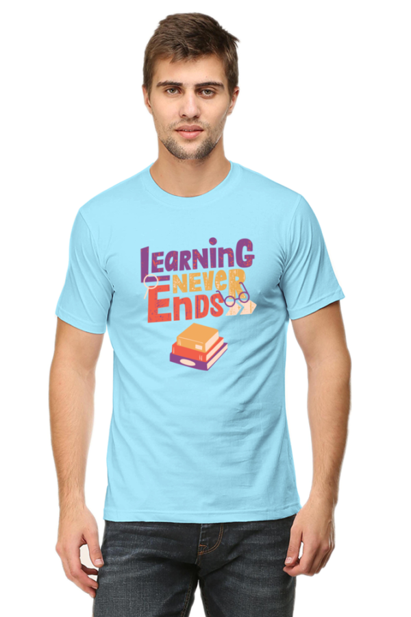 Learning Never Ends Male Round Neck Half Sleeve Classic T-Shirt