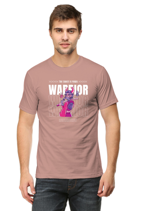 Warrior Girl Male Round Neck Half Sleeve Classic T-Shirt - Image 2