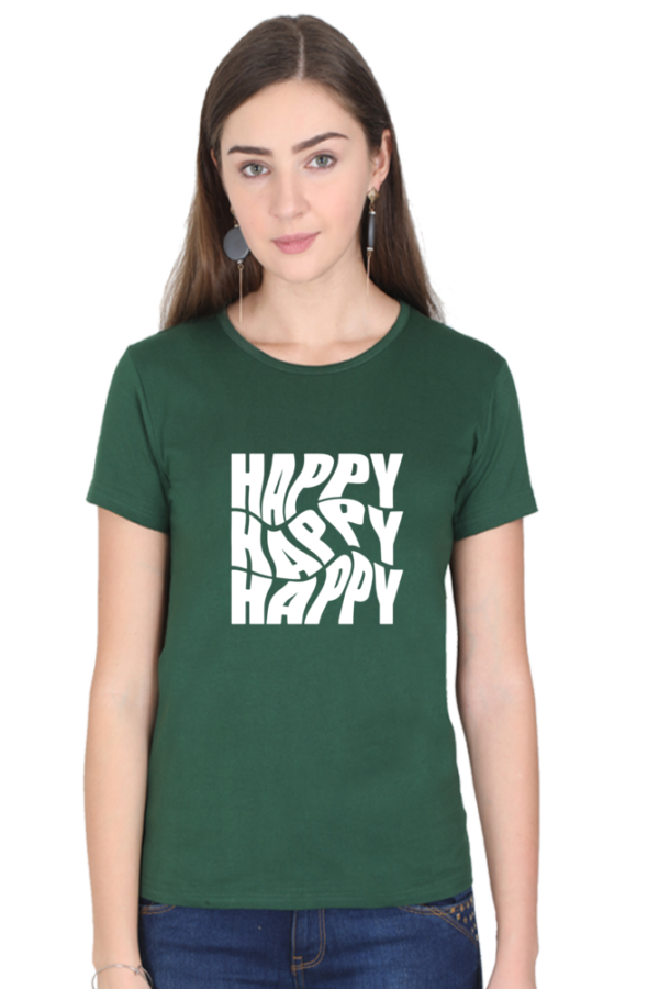 Happy Happy Happy Female Round Neck Half Sleeve Classic T-Shirt - Image 11
