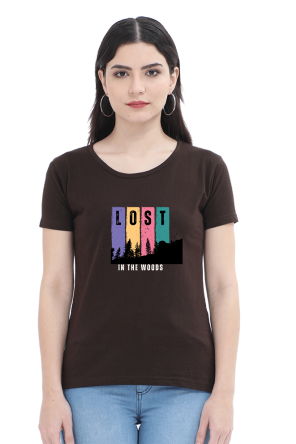 Lost In The Woods Female Round Neck Half Sleeve Classic T-Shirt - Image 2