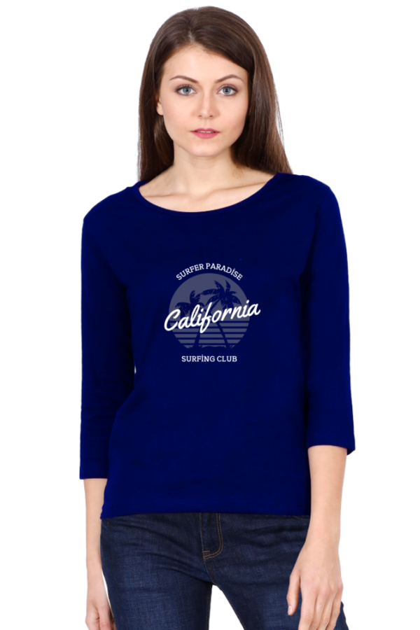 Surfer Paradise California Surfer Club Female Round Neck Full Sleeve Classic T-Shirt