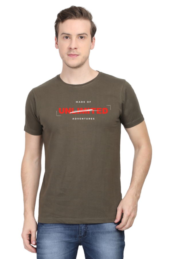 Made Of Unlimited Adventures Male Round Neck Half Sleeve Classic T-Shirt