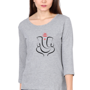 Lord Ganesha V2 Female Round Neck Full Sleeve Classic T-Shirt